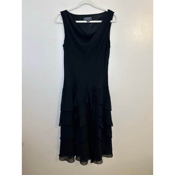 VTG Y2K Sleeveless Cowl Neck Black Ruffle Drop Waist Dark Fairy Whimsigoth Sz 10 - Picture 2 of 8